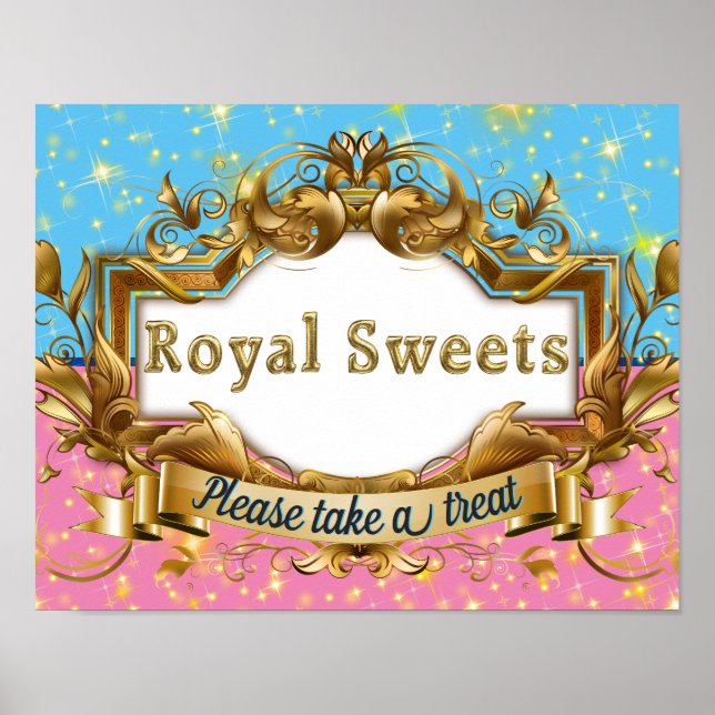 Royal Sweets|Pink & Blue| Gold Glitter Elegant Poster (Front)