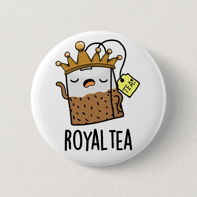 Royal-tea Funny Tea Pun  Button (Front)