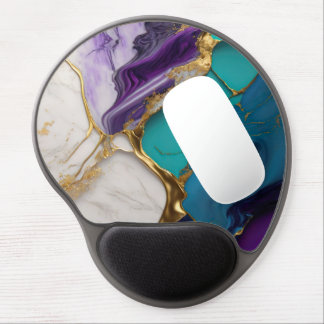 Royal Teal & Amethyst Marble with Gold Veins Gel Mouse Pad