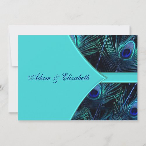 Royal Teal Blue Peacock Wedding Invitations