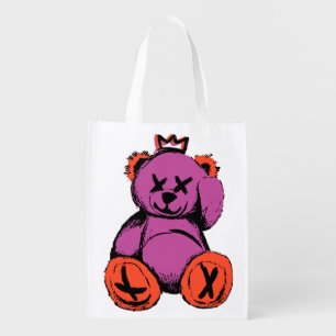 Royal Teddy Bear in Purple & Orange Grocery Bag