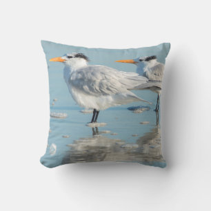 Royal Terns on beach Throw Pillow