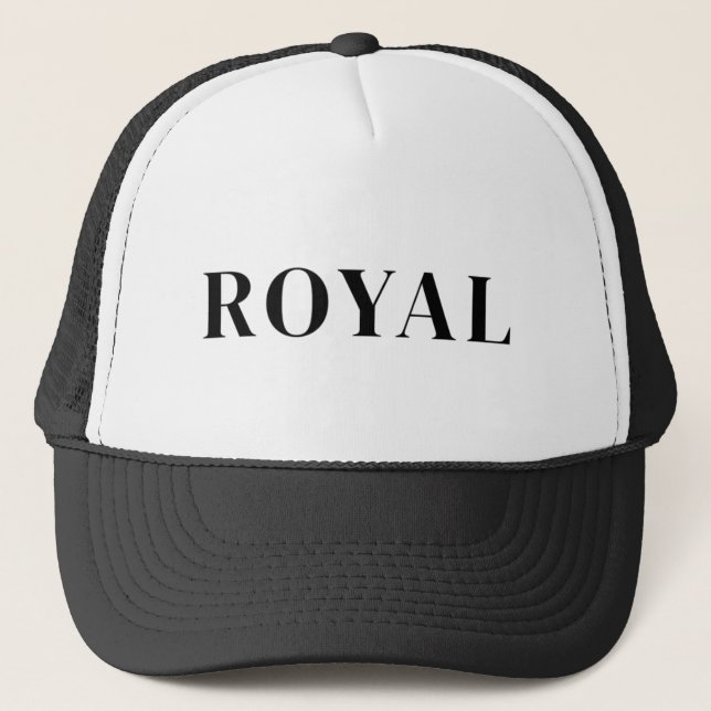 Royal Text Trucker Hat | Bold Minimal Cap (Front)