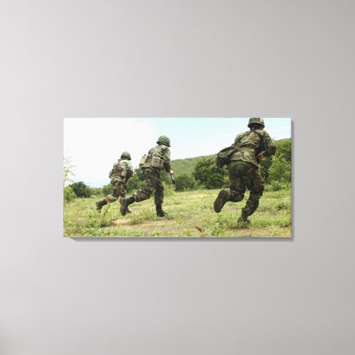 Royal Thai Marines rush forward to secure the s Canvas Print