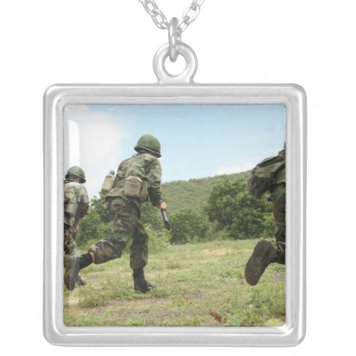 Royal Thai Marines rush forward to secure the s Silver Plated Necklace