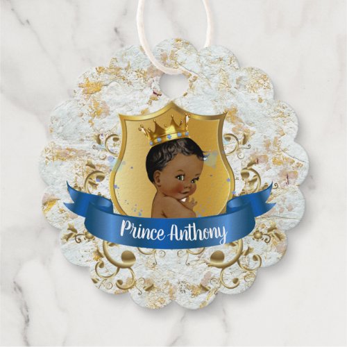 Royal ThanksAfrican Prince Blue and Gold Elegant Foil Favor Tags