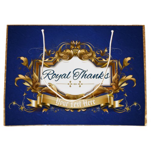 Royal Thanks Blue and Gold with GlitterElegant Large Gift Bag