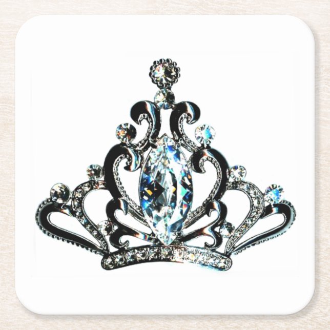 “Royal+Tiara” Square Paper Coaster (Front)