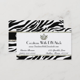 Royal Tiara Zebra Print Business Card