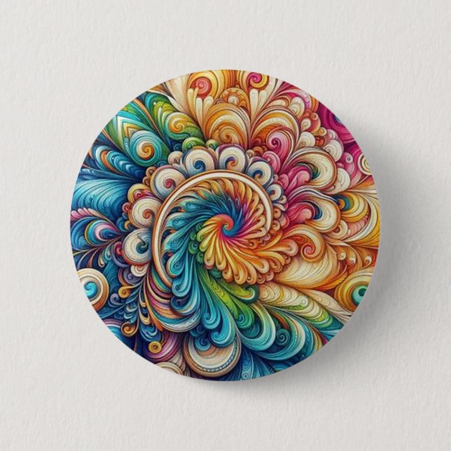 Royal Tie-dye rainbow colors Button (Front)
