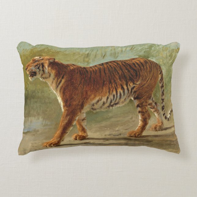 Royal Tiger Marching (by Rosa Bonheur) Accent Pillow (Front)
