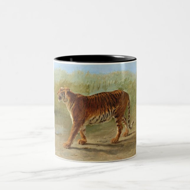 Royal Tiger Marching (by Rosa Bonheur) Two-Tone Coffee Mug (Center)