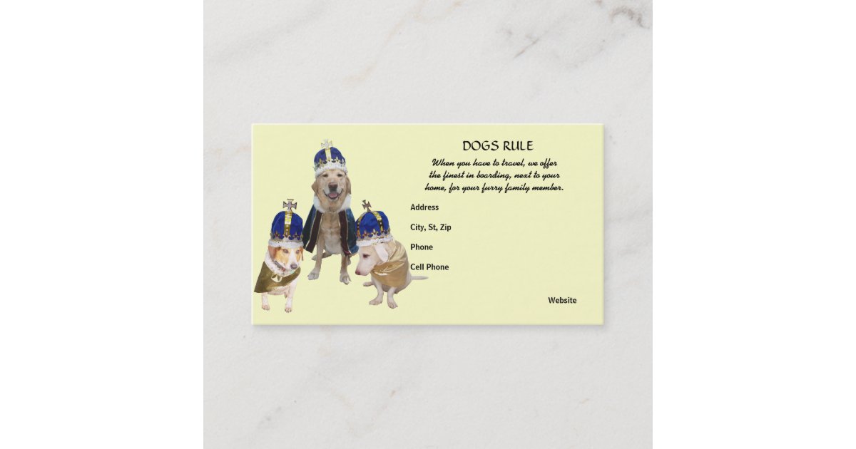 Royal Treatment Dog Boarding Business Card Zazzle