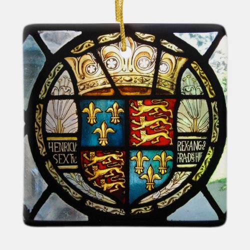 Royal Tudor Coat of Arms Henry VIII Stained Glass Ceramic Ornament