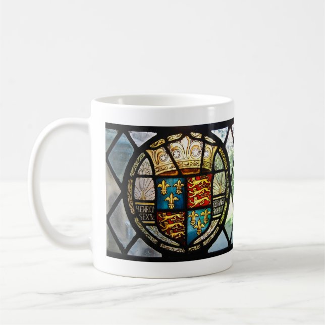 Royal Tudor Coat of Arms Henry VIII Stained Glass Coffee Mug (Left)