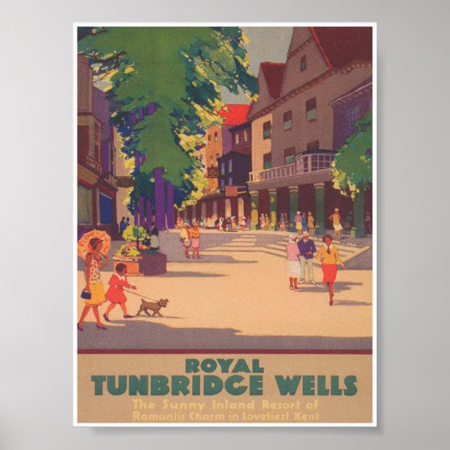 Royal Tunbridge Wells England Vintage Travel Poster (Front)