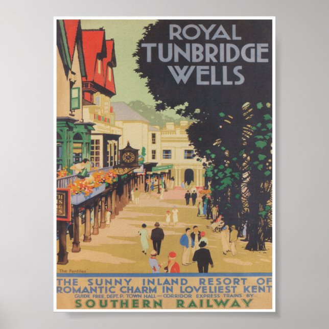 Royal Tunbridge Wells England Vintage Travel Poster (Front)