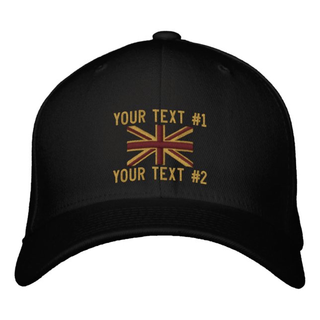 Royal Union Jack Flag England Swag Embroidery Embroidered Baseball Cap (Front)