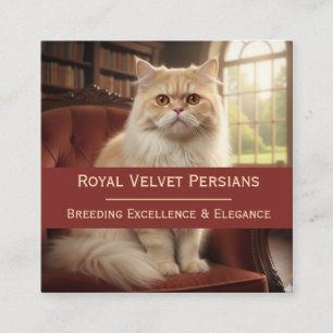 Royal Velvet Persian Cattery Customizable Photo  Square Business Card