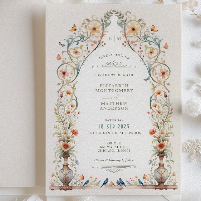 Royal Victorian Butterflies Birds Wedding Invitation (Creator Uploaded)