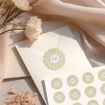 Royal Victorian Elegant Floral Wedding Classic Round Sticker<br><div class="desc">Step back in time with our Royal Victorian Wedding Stickers. Designed with meticulous attention to the intricate greenery, florals, and motifs characteristic of the Victorian Era, this sticker allows you to personalize your initials. During the Victorian Epoque, weddings were more than just ceremonies; they were grand spectacles reflecting one's social...</div>