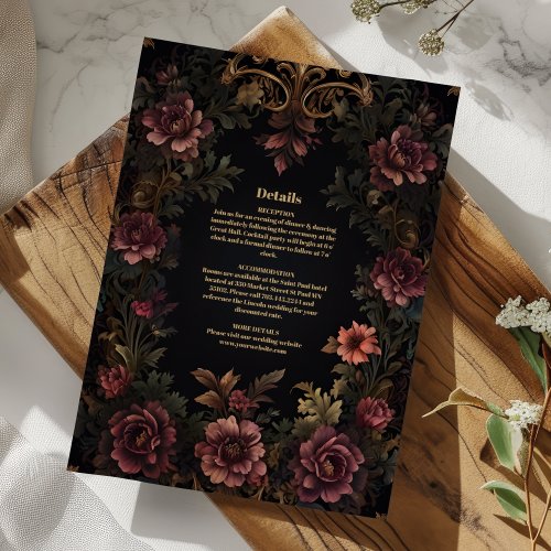 Royal Victorian Floral Gothic Wedding Enclosure Card