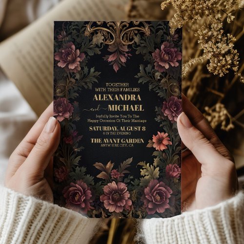 Royal Victorian Floral Gothic Wedding Invitation
