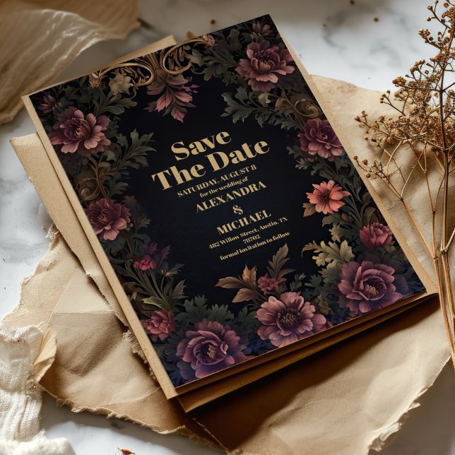 Royal Victorian Floral Gothic Wedding Save The Date (Creator Uploaded)