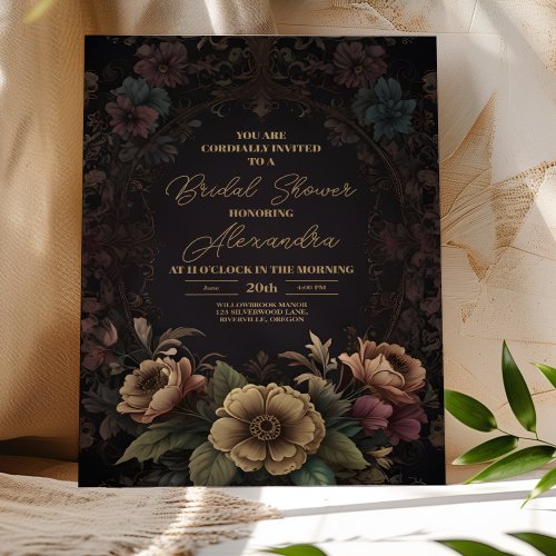Royal Victorian Gothic Floral Bridal Invitation