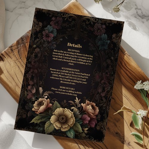 Royal Victorian Gothic Floral Wedding Enclosure Card