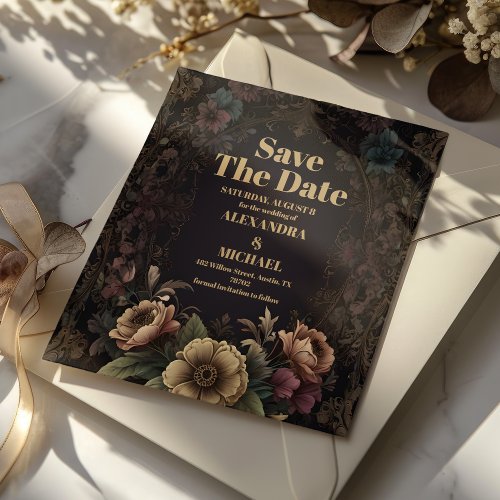 Royal Victorian Gothic Floral Wedding Save The Date