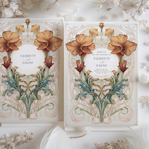 Royal Victorian Regal Copper Ivory Floral Wedding Invitation