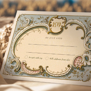 Royal Victorian RSVP Card with Vintage Florals