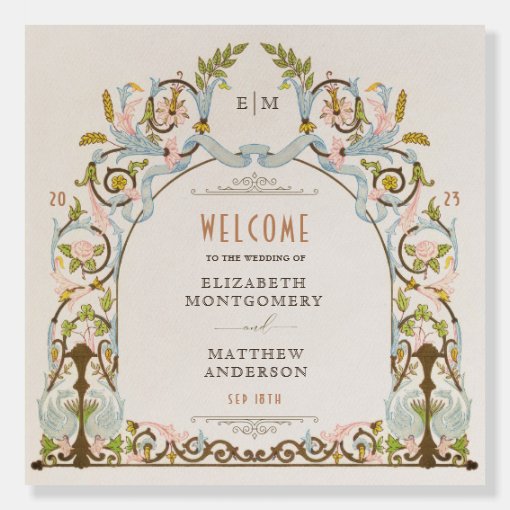 Royal Victorian Wedding Squared Welcome Sign | Zazzle