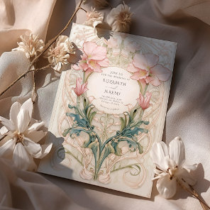 Royal Victorian Wedding Whimsical Floral Ornaments Invitation