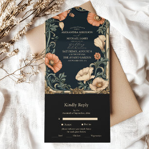 Royal Victorian Wedding Whimsical Floral Wedding All In One Invitation