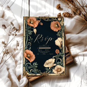 Royal Victorian Wedding Whimsical Floral Wedding RSVP Card