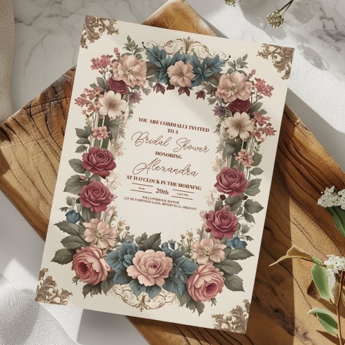 Royal Victorian Whimsical Floral Bridal Shower  Invitation