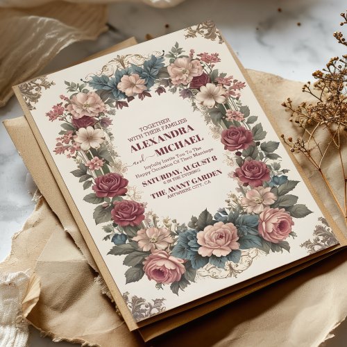 Royal Victorian Whimsical Floral Wedding  Invitation
