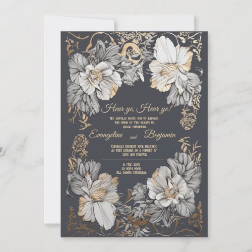 Royal Vintage Floral Art Nouveau Wedding Invitation