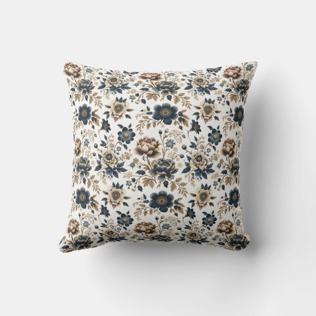 Royal Vintage Floral Pattern  Throw Pillow (Back)
