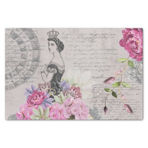 Royal Vintage Woman Fashion Florals  Handwriting Tissue Paper