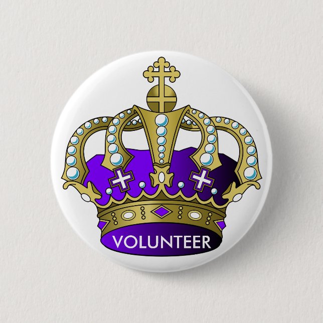 Royal Volunteer Princess Prince Queen King Crown Pinback Button (Front)