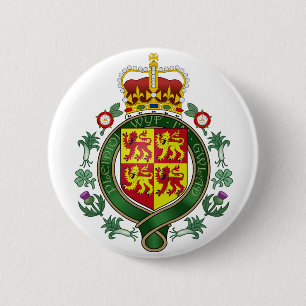 Royal Wales Official Coat Of Arms Heraldry Symbol Button