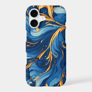 Royal Waves of Whimsy Swirls of Blue & Gold iPhone 17 Case