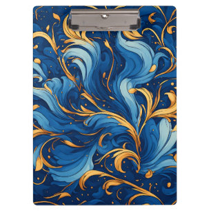 Royal Waves of Whimsy Swirls of Blue & Gold Clipboard