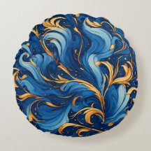 Royal Waves of Whimsy Swirls of Blue & Gold