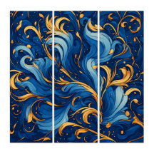Royal Waves of Whimsy Swirls of Blue & Gold
