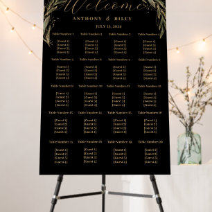 Royal wedding black & gold 20 table seating chart foam board