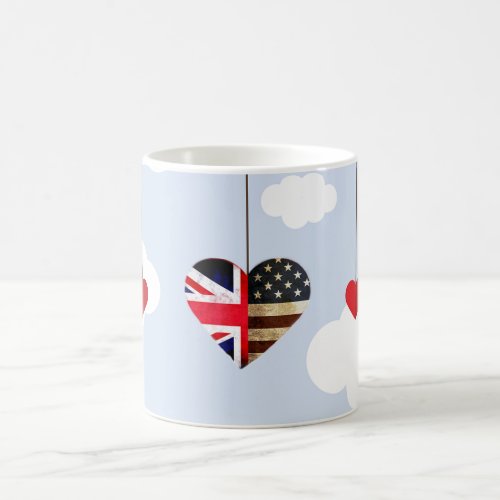 Royal Wedding British and American flag hearts Coffee Mug